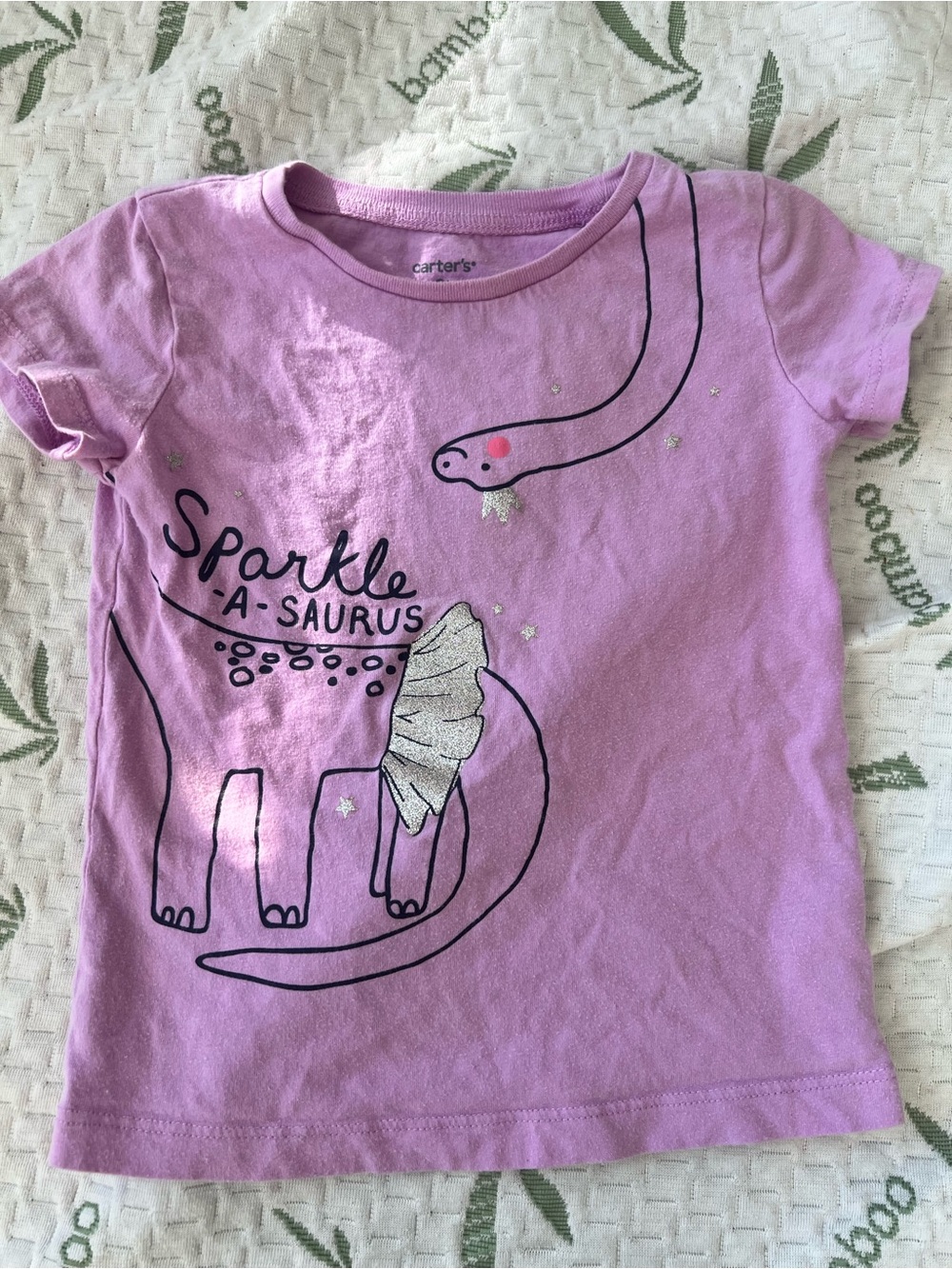 Carter's Lavender Sparkle-a-Saurus Short Sleeve Tee